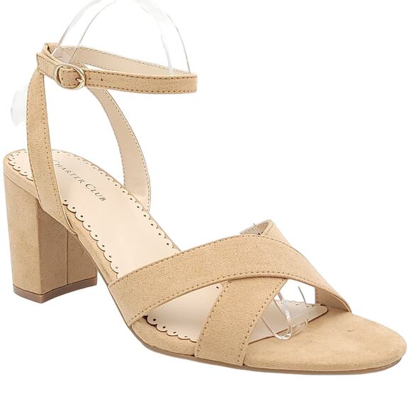 Charter Club Women Kyraa Ankle Strap Sandals Size US 7.5M Nude Microsuede - Picture 1 of 7